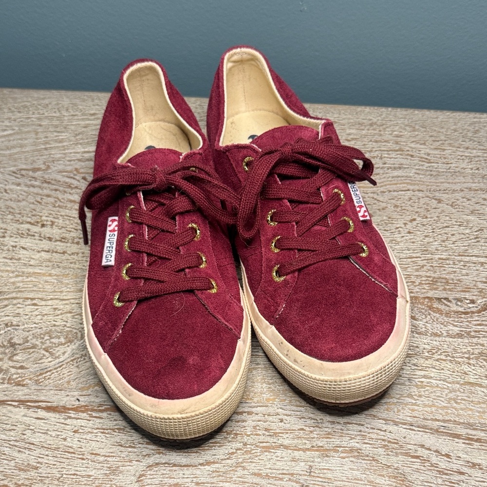 Superga Burgundy Suede Sneakers
